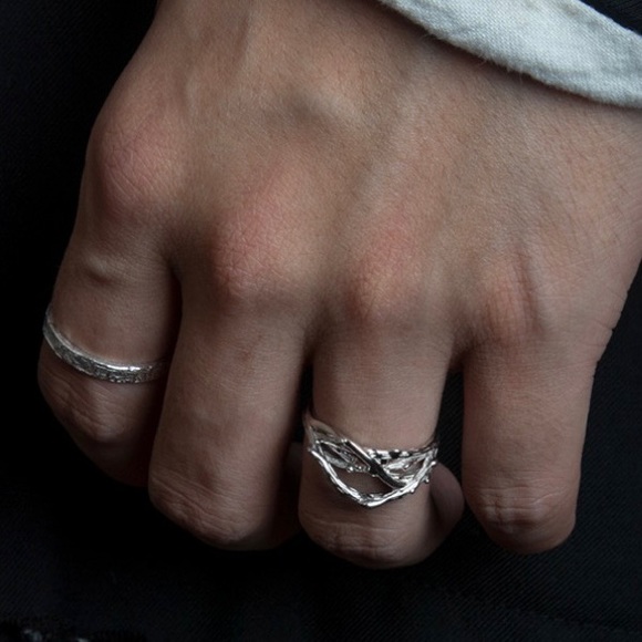 Irregular silver ring net ring multi layer ring sterling silver ring - Picture 6 of 7